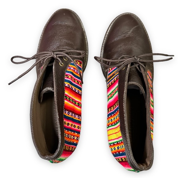 Killasumaq Mister Stenholm Dark Brown Leather Booties Serape Fabric Size EU 39 - Picture 5 of 17